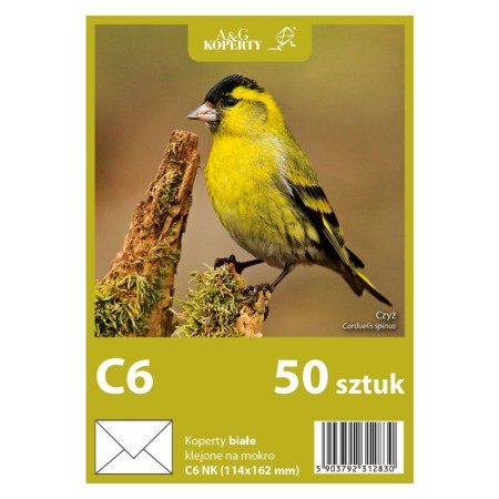 Koperty białe C6 NK (50 sztuk)