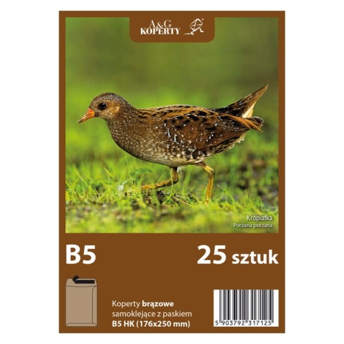 Przejdź do produktu Koperty brązowe B5 HK (25 sztuk)