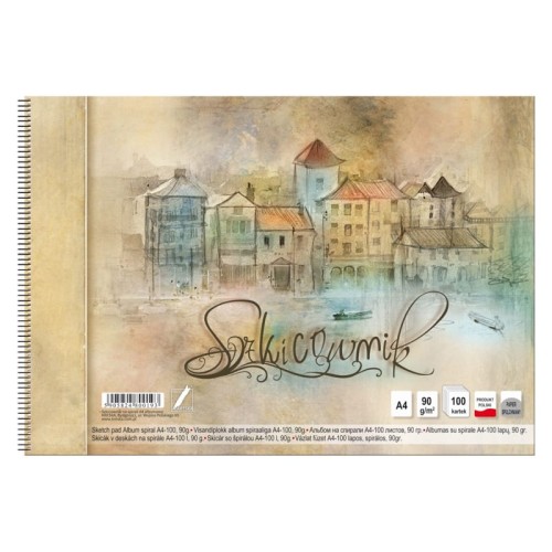 Przejdź do produktu Szkicownik na spirali A4 KRESKA 90 g/m² - 100 ark.