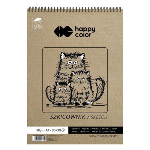 Przejdź do produktu Szkicownik na spirali A4 HAPPY COLOR Młody Artysta - 90+80 g/m² - 60 ark.