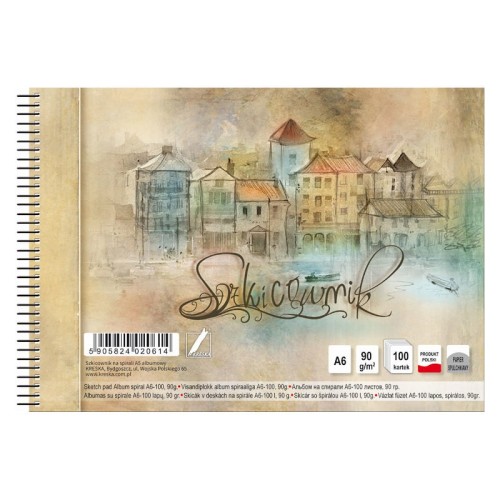 Przejdź do produktu Szkicownik na spirali A6 KRESKA 90 g/m² - 100 ark.