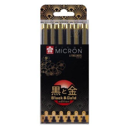 Cienkopisy SAKURA Pigma Micron Black & Gold Edition (6 sztuk)