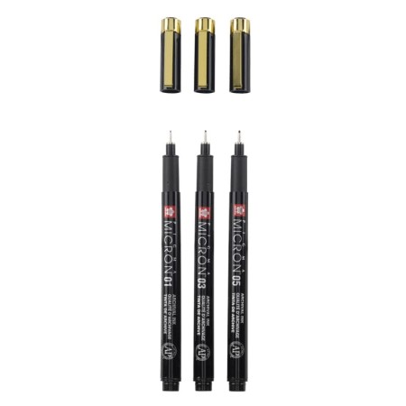 Cienkopisy SAKURA Pigma Micron Black & Gold Edition (3 sztuki)