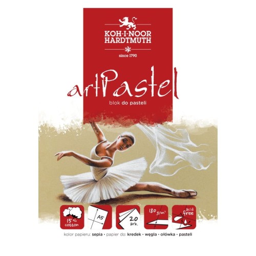 Przejdź do produktu Blok do pasteli A5 KOH-I-NOOR artPastel - 180 g/m² - 20 ark. - sepia