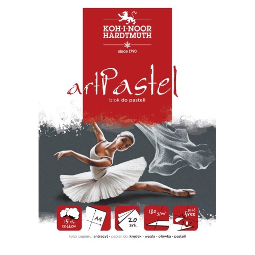 Przejdź do produktu Blok do pasteli A4 KOH-I-NOOR artPastel - 180 g/m² - 20 ark. - antracyt