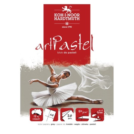 Blok do pasteli A4 KOH-I-NOOR artPastel - 180 g/m² - 20 ark. - szary