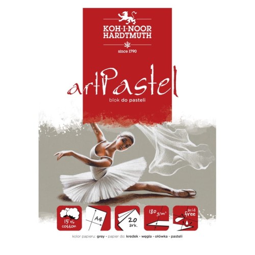 Przejdź do produktu Blok do pasteli A4 KOH-I-NOOR artPastel - 180 g/m² - 20 ark. - szary