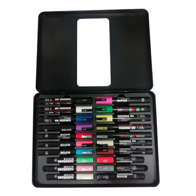 Zestaw markerów UNI Posca - 20 szt. - metalowa kaseta