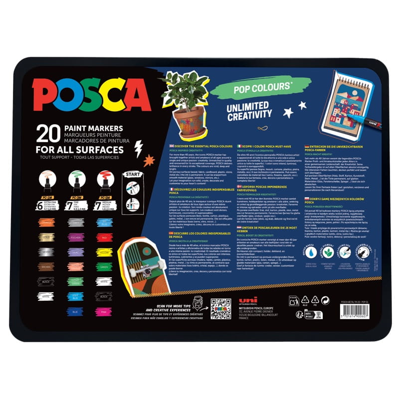 Zestaw markerów UNI Posca POP - 20 szt. - metalowa kaseta