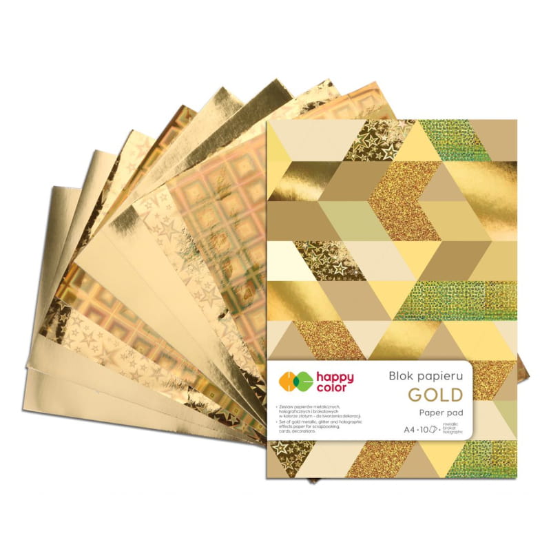 Blok z motywami A4 HAPPY COLOR Gold - 150-230 g/m² - 10 ark.