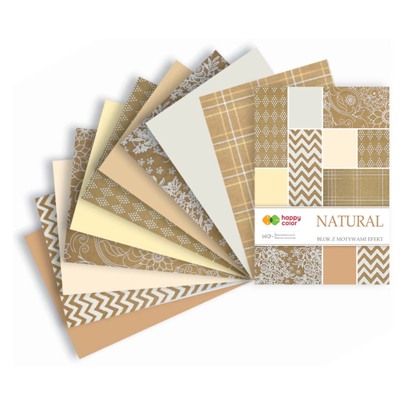 Blok z motywami efekt A4 HAPPY COLOR Natural - 170-220 g/m² - 10 ark.