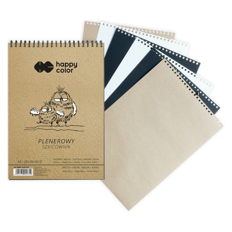 Szkicownik na spirali A4 HAPPY COLOR Plenerowy - 90+80 g/m² - 70 ark.