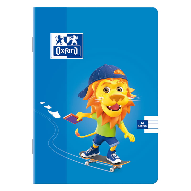 Zeszyt w trójlinię A5 OXFORD Lion - 90 g/m² - 16 kartek