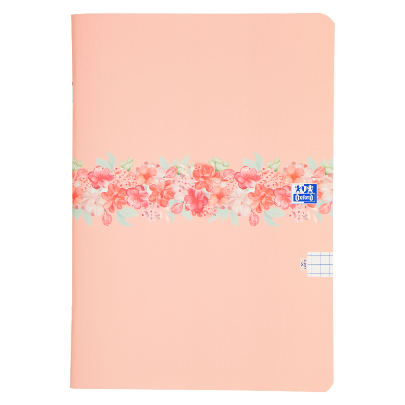 Zeszyt w kratkę A5 OXFORD Flowers - 90 g/m² - 60 kartek - PASTELOWY POMARAŃCZOWY
