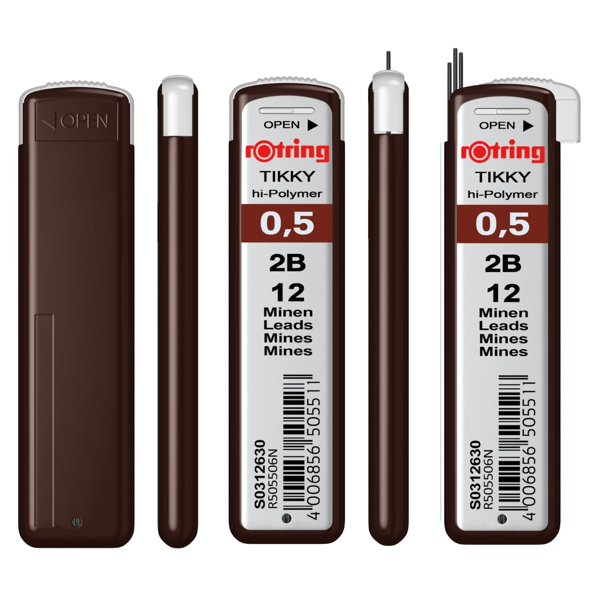 Grafity ROTRING Tikky Hi-Polymer 0,5 mm S0312650 - 2B