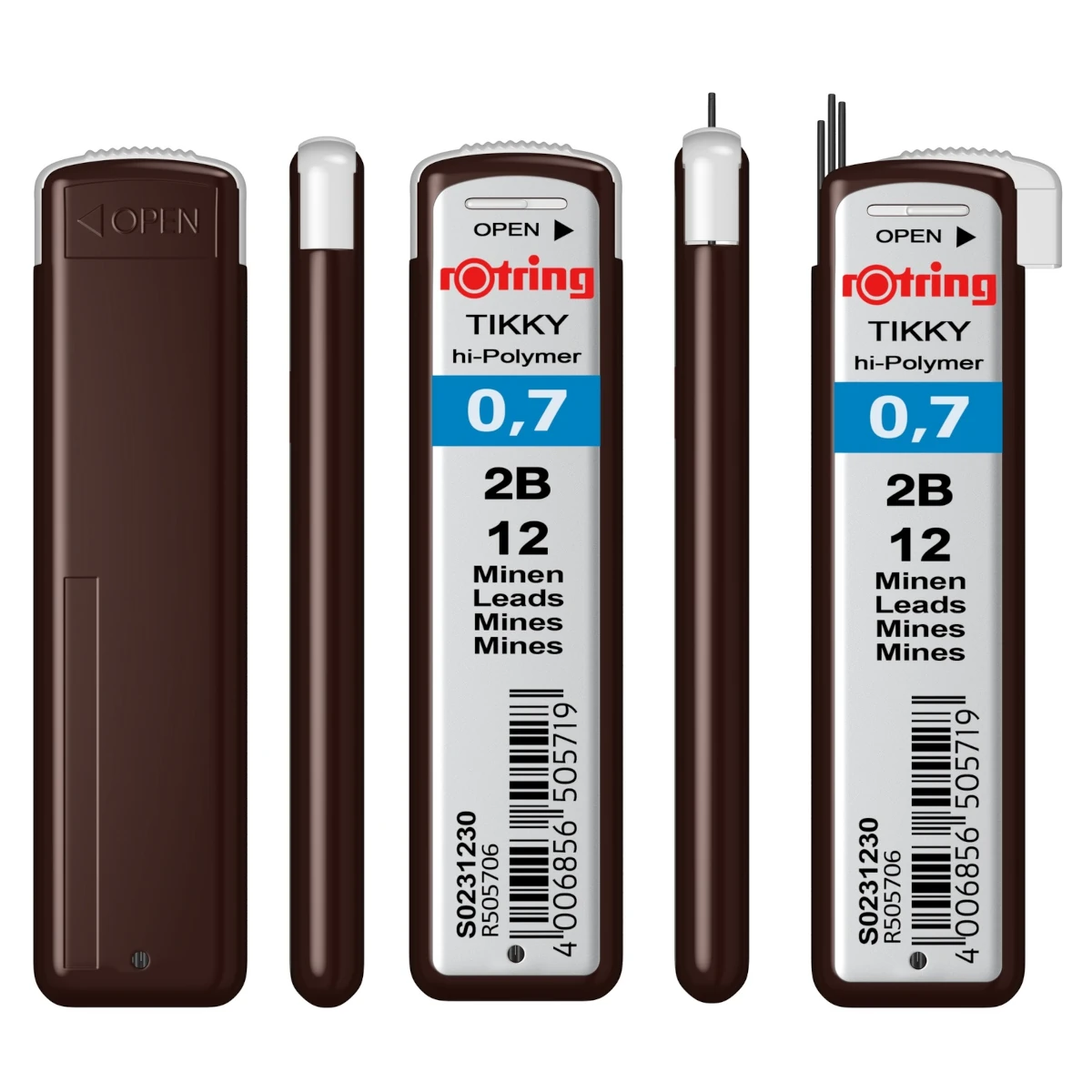 Grafity ROTRING Tikky Hi-Polymer 0,7 mm - 2B