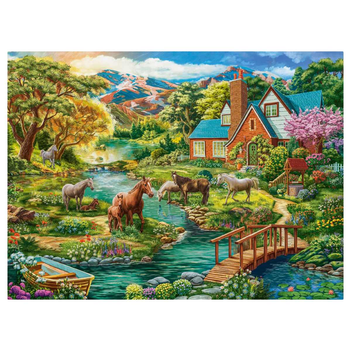 Puzzle CASTORLAND 2000 - Idyllic House with Horses