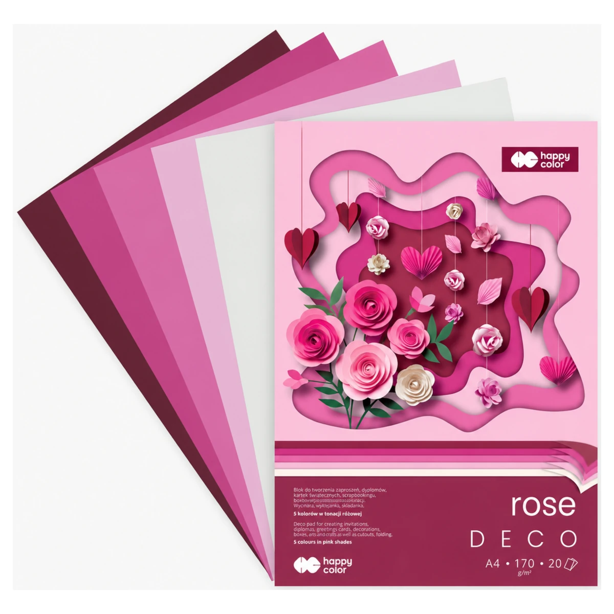 blok kreatywny a4 happy color deco rose 4 odcienie rozu