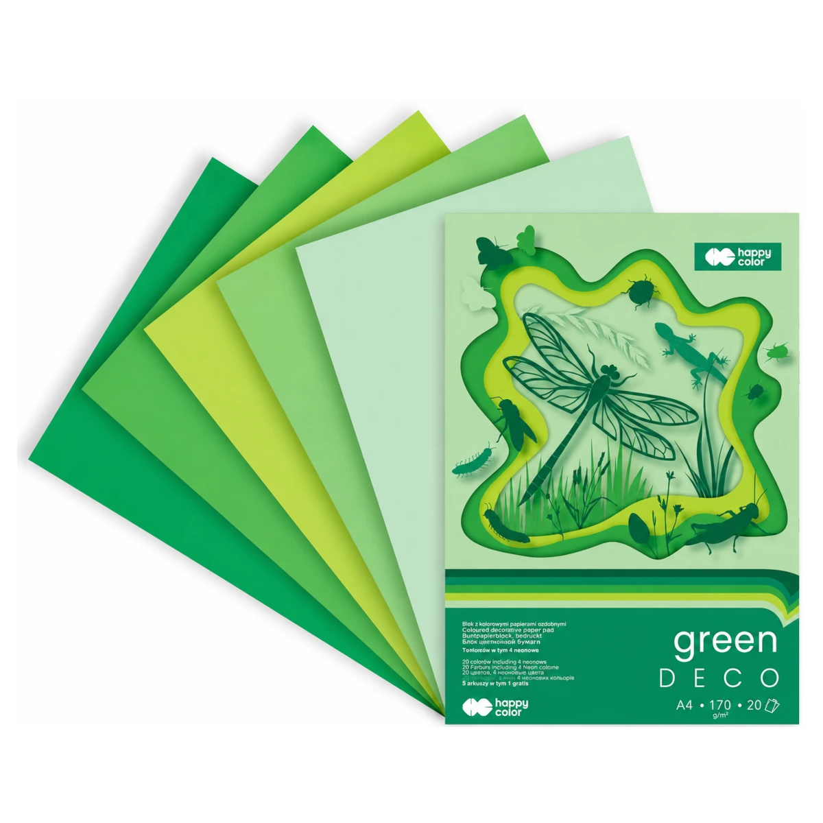 blok kreatywny a4 happy color deco green 5 odcieni zieleni