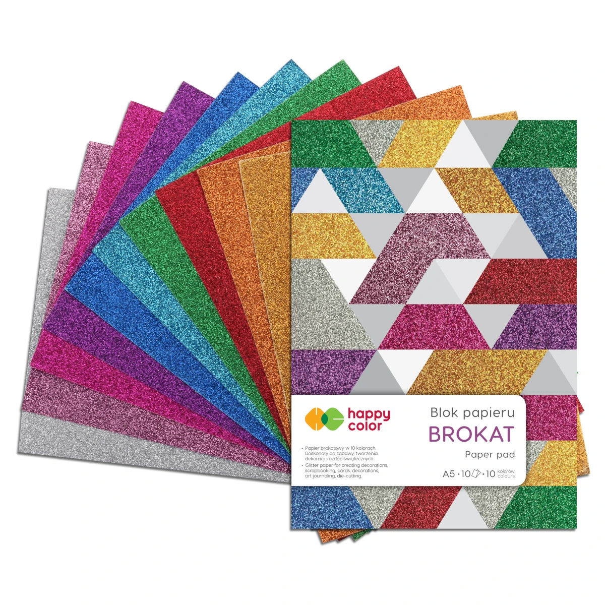 blok kreatywny a5 happy color brokat 150 g wachlarz arkuszy