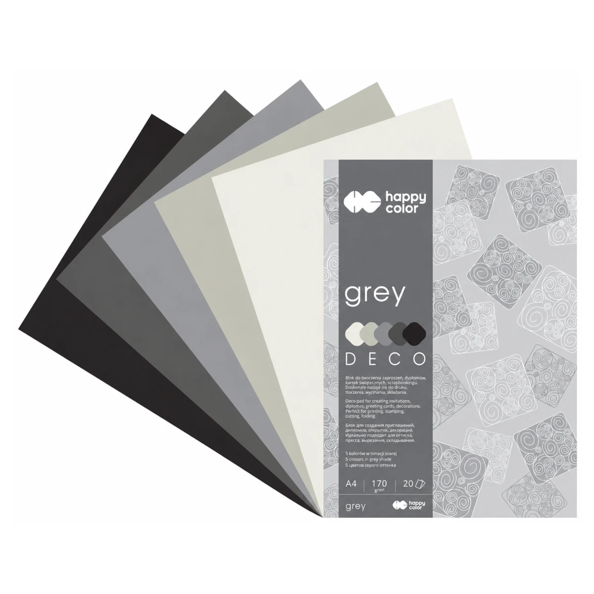 blok kreatywny a4 happy color deco grey wachlarz arkuszy