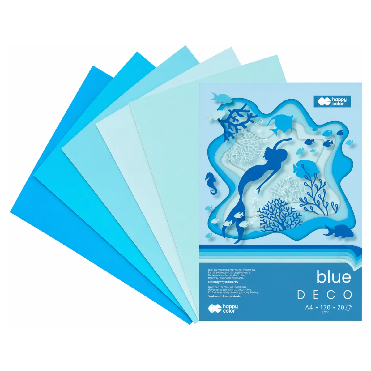 blok kreatywny a4 happy color deco blue wachlarz arkuszy