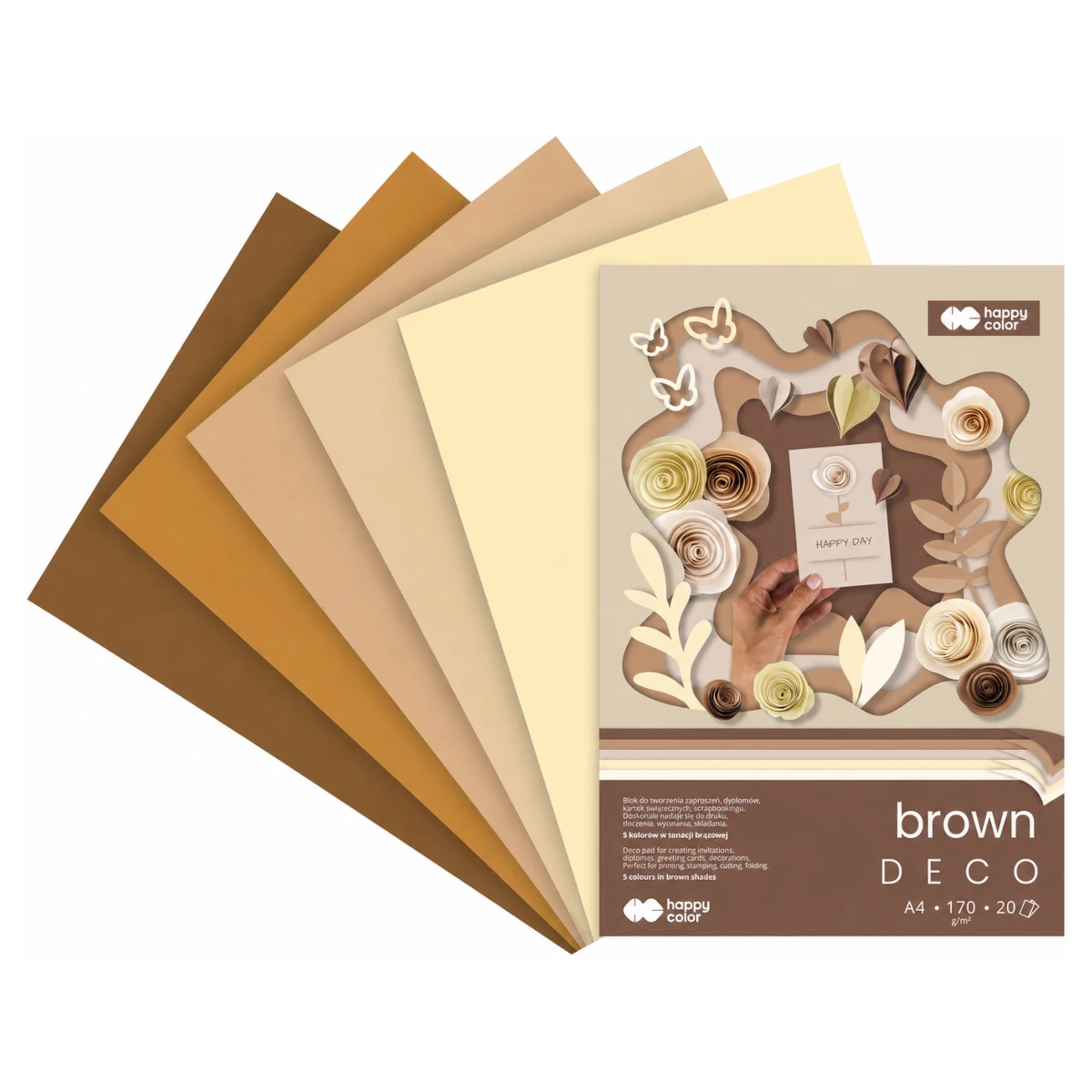 blok kreatywny a4 happy color deco brown wachlarz arkusze