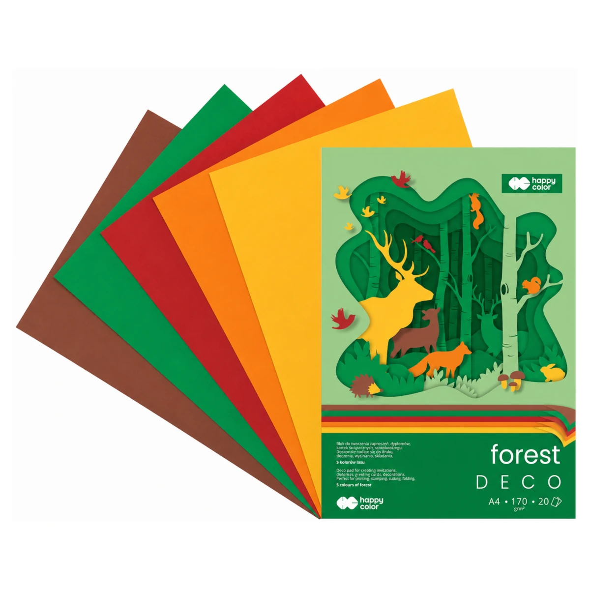 blok kreatywny a4 happy color deco forest wachlarz arkuszy