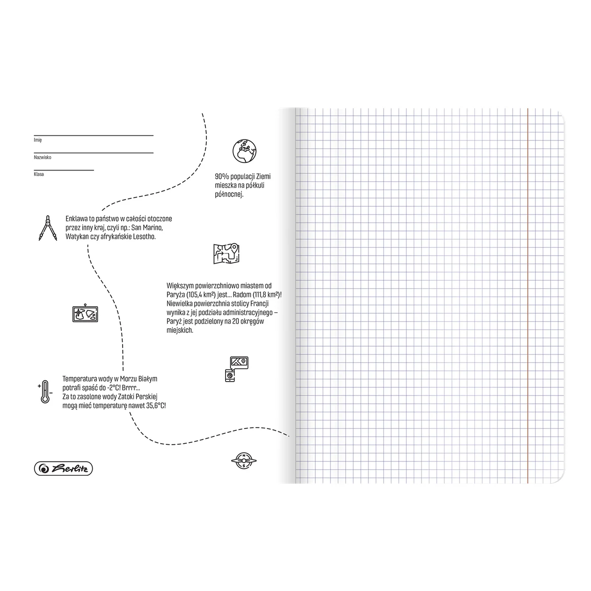 Zeszyt przedmiotowy A5 HERLITZ Touch – geografia – 60 kartek