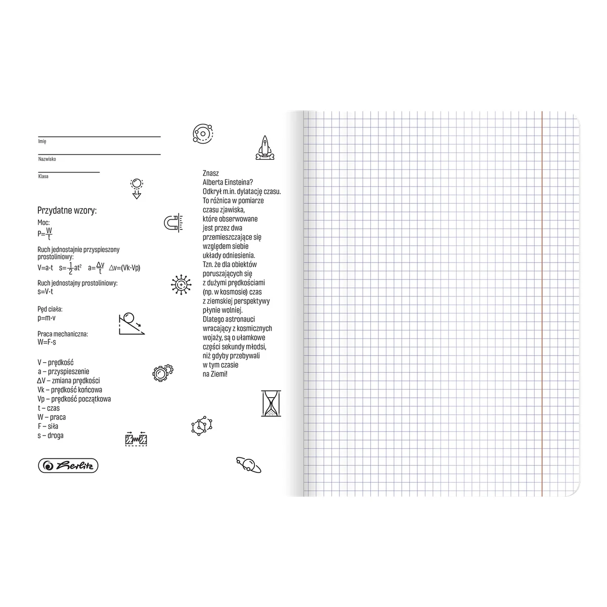 Zeszyt przedmiotowy A5 HERLITZ Touch – fizyka – 60 kartek