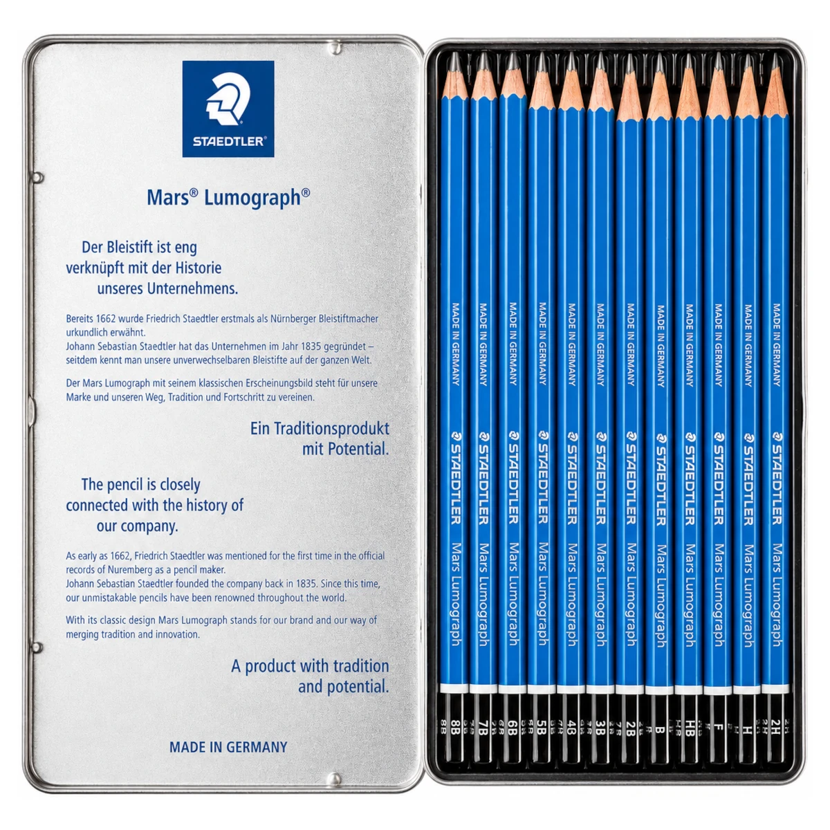 zestaw olowkow grafitowych staedtler mars lumograph 100 8b 2h 12 szt olowki