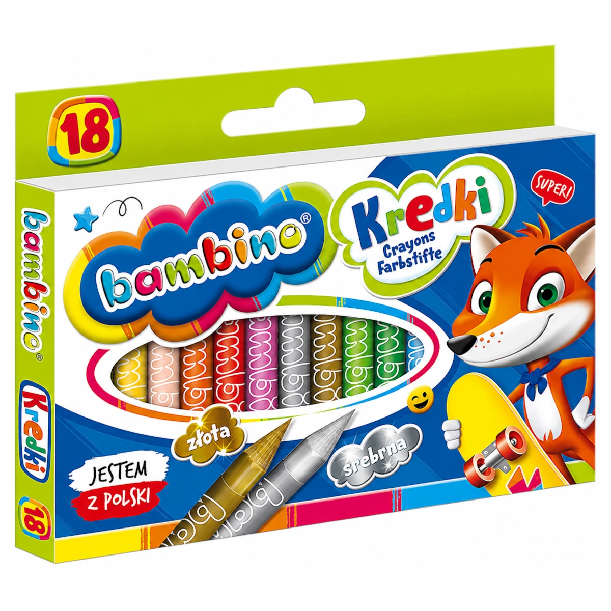 kredki bambino z temperowka 18 kolorow lisek