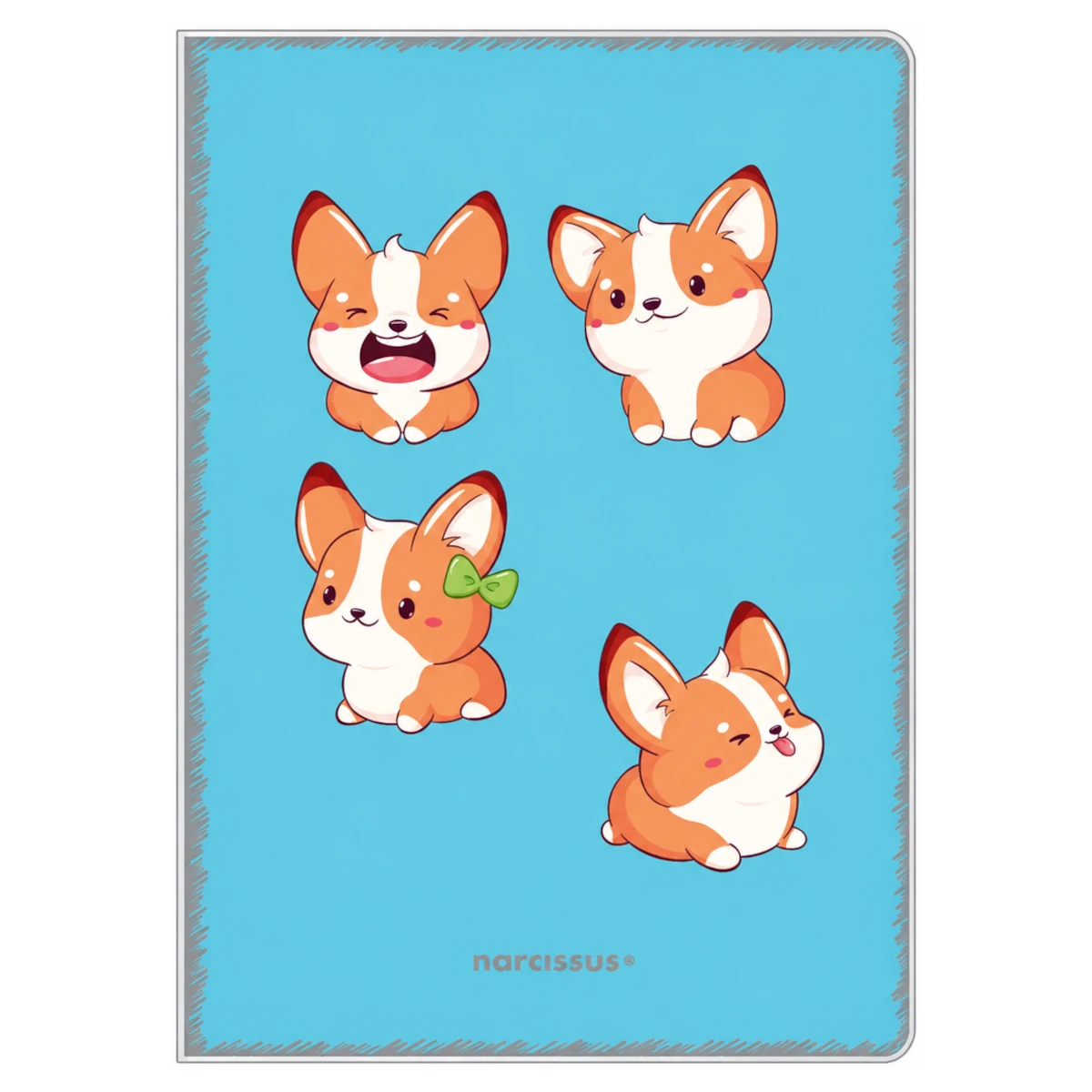 zeszyt a4 trzy linie dwukolorowe narcissus kawaii PP 32 kartki niebieski