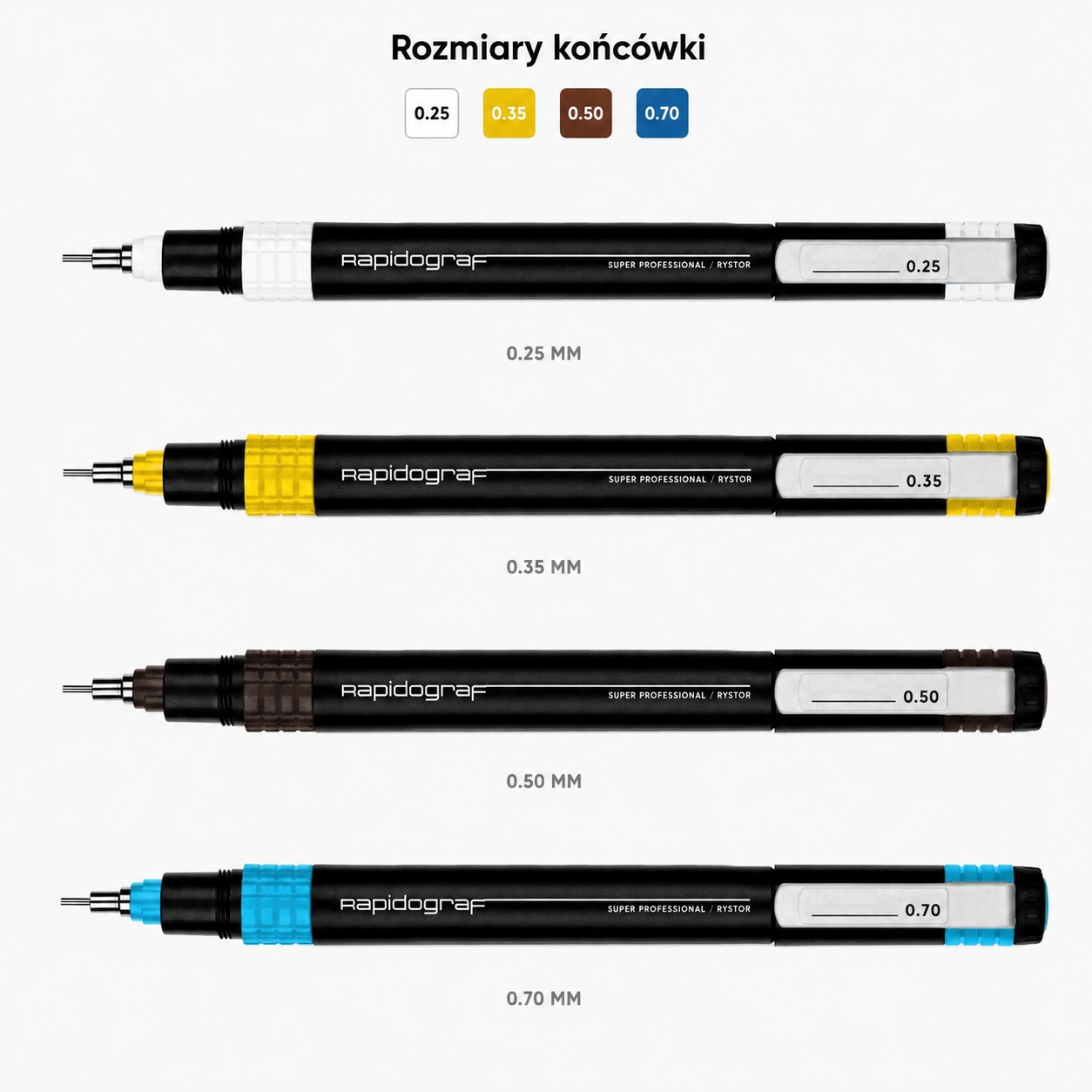 Zestaw rapidografów RYSTOR Super Professional - 4 szt.