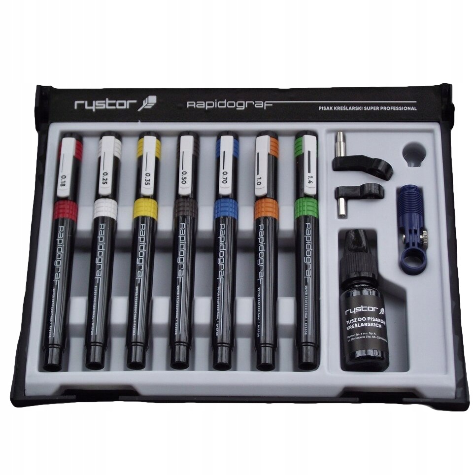 Zestaw rapidografów RYSTOR Super Professional - 7 szt.